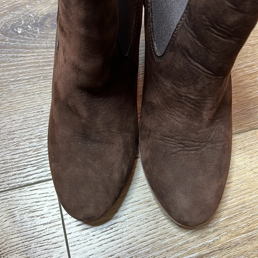 Vanessa Bruno Athe Brown Leather Pull On Wedge Booties 36/6